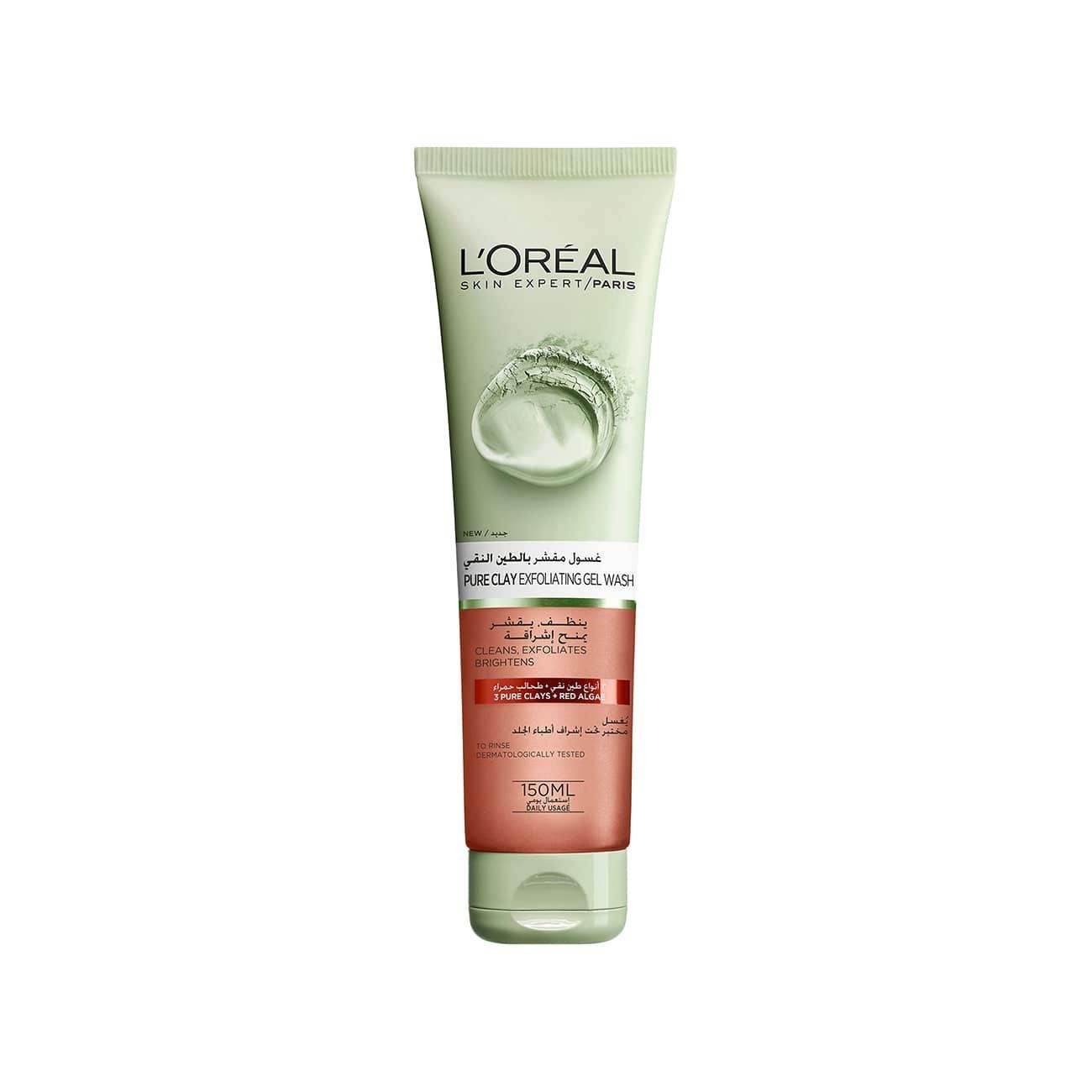 L'Oreal Paris Pure Clay Gel Wash Exfoliates & Brightens / Exfoliating /  Dry Skin / Red 150ml