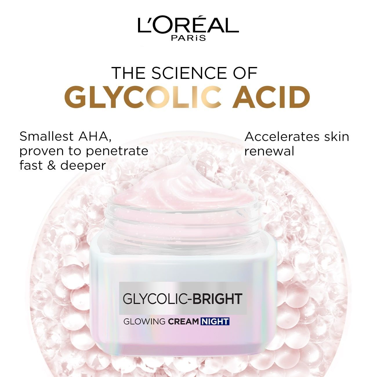 L'Oreal Glycolic Bright Glowing Night Cream, 50ml - 2