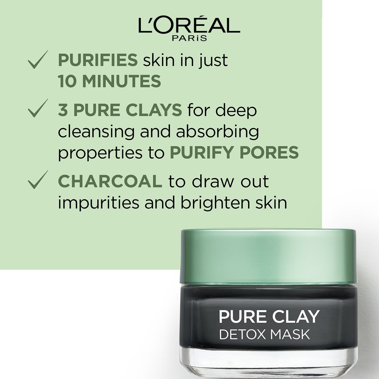 L'Oreal Paris Pure Clay Mask Detoxifies & Clarifies / Radiance / Charcoal - 50ml - 8