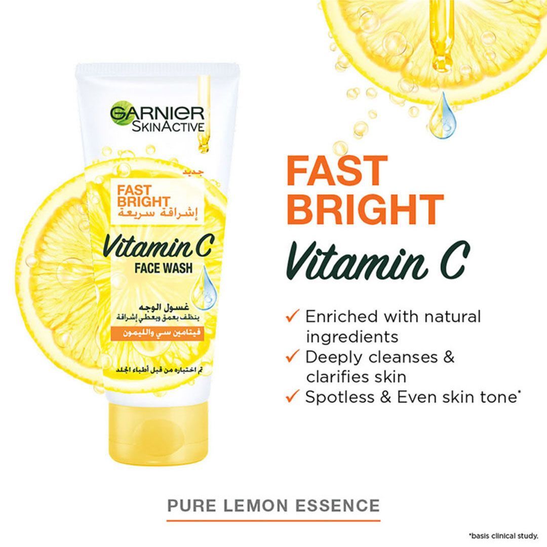 Garnier Skinactive Fast Bright Face Wash With Pure Lemon Essence, 100ml - 5