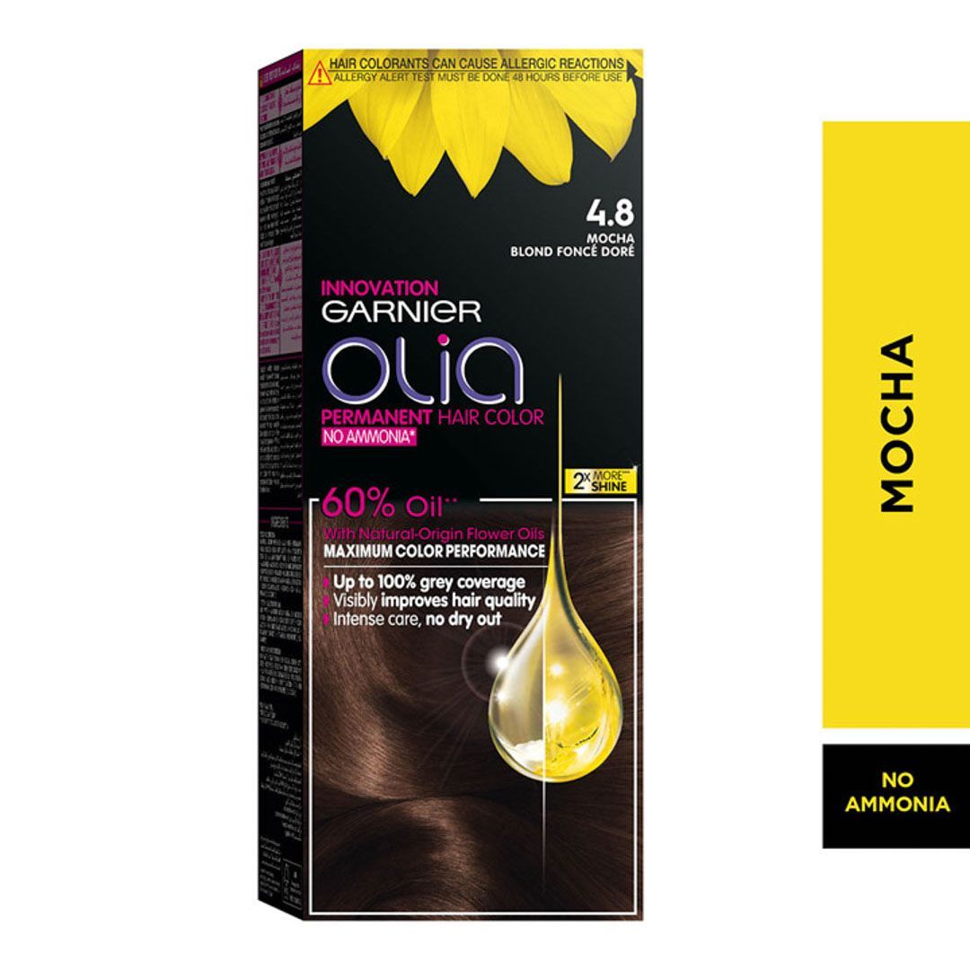Garnier Olia, 4.8 Mocha, No Ammonia Permanent Haircolor, With 60% Oils