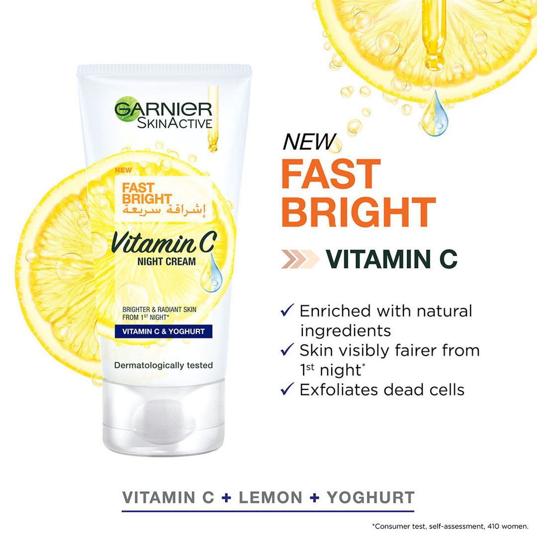 Garnier Skinactive Fast Bright Night Cream With Vitamin C, Lemon And Yoghurt, 50ml - 4