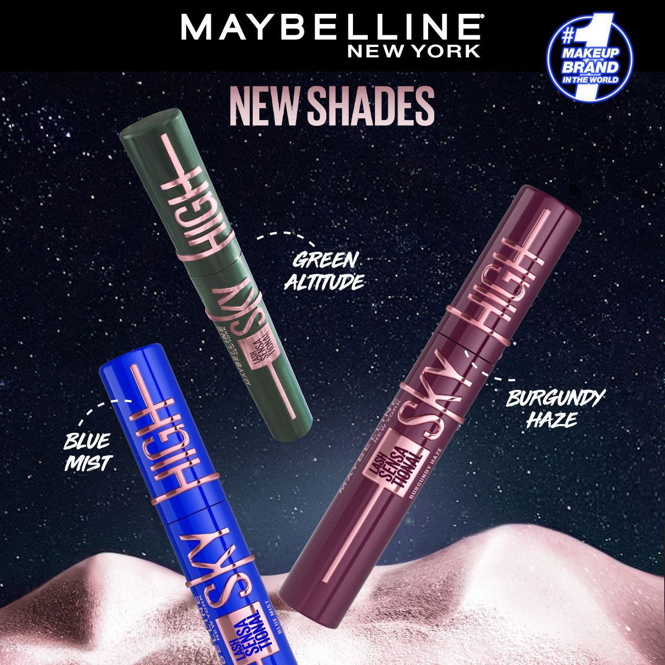 Maybelline New York Lash Sensational Sky High Rose Gold - Glitter Mascara Topper | MAKEUP