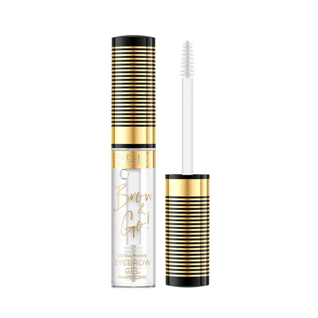 Eveline Brow & Go Ultra Fixing Eyebrow Gel Shape & Care Transparent Mascara, 6ml