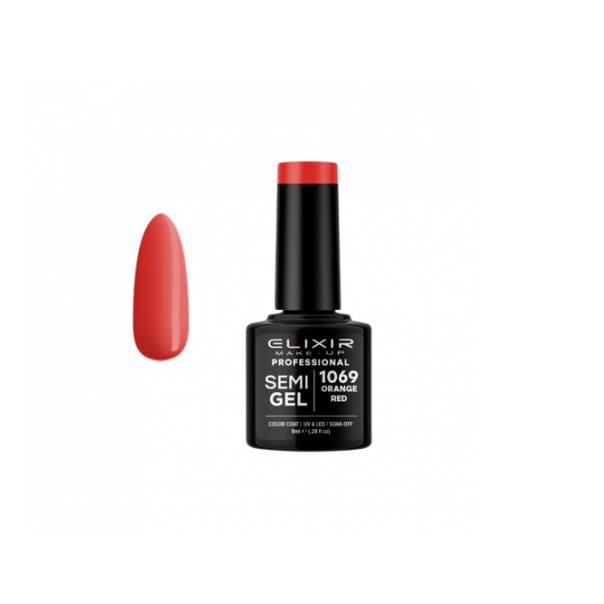 Elixir Semi Gel Color Coat Nail Polish - 1069 Orange Red, 8ml