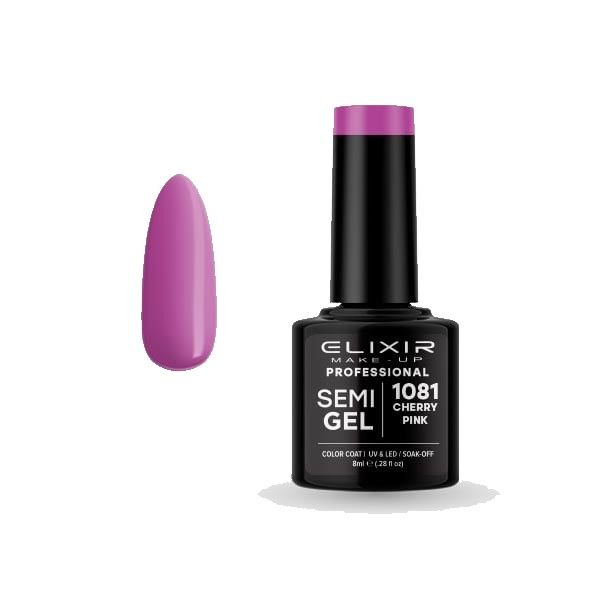 Elixir Semi Gel Color Coat Nail Polish - 1081 Cherry Pink, 8ml