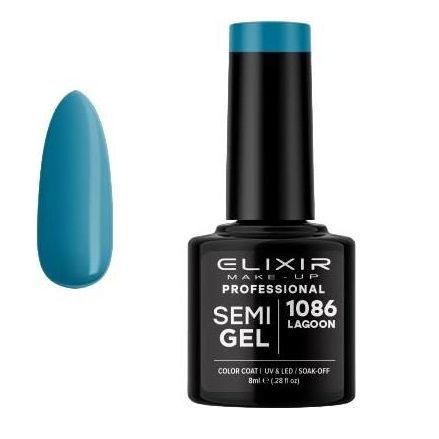 Elixir Semi Gel Color Coat Nail Polish - 1086 Lagoon, 8ml