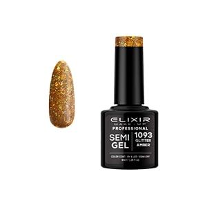 Elixir Semi Gel Color Coat Nail Polish - 1093 Glitter Amber, 8ml