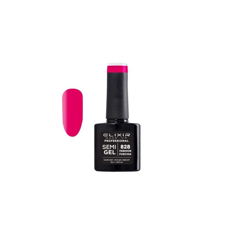 Elixir Semi Gel Color Coat Nail Polish - 828 Fashion Fuchsia, 8ml