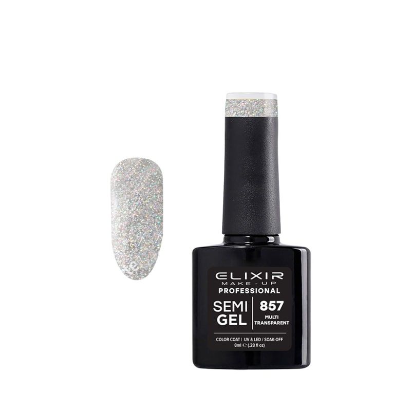Elixir Semi Gel Color Coat Nail Polish - 857 Multi Transparent, 8ml