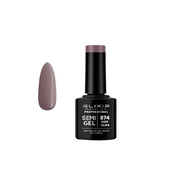 Elixir Semi Gel Color Coat Nail Polish - 874 Deep Taupe, 8ml