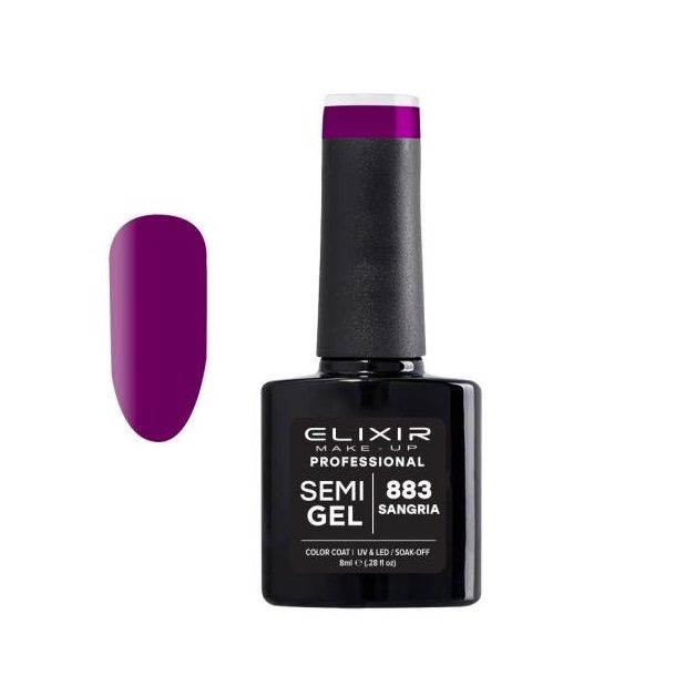 Elixir Semi Gel Color Coat Nail Polish - 883 Sangria, 8ml