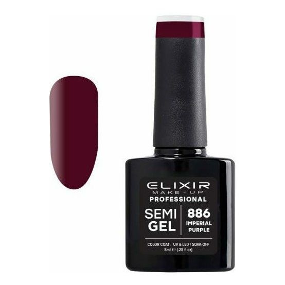 Elixir Semi Gel Color Coat Nail Polish - 886 Imperial Purple, 8ml