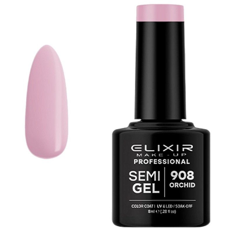 Elixir Semi Gel Color Coat Nail Polish - 908 Orchid, 8ml