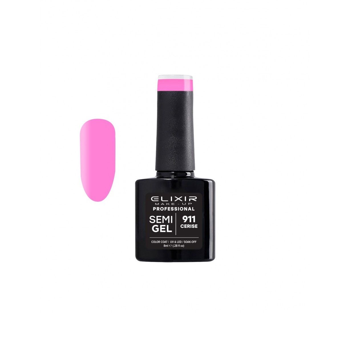 Elixir Semi Gel Color Coat Nail Polish - 911 Cerise, 8ml