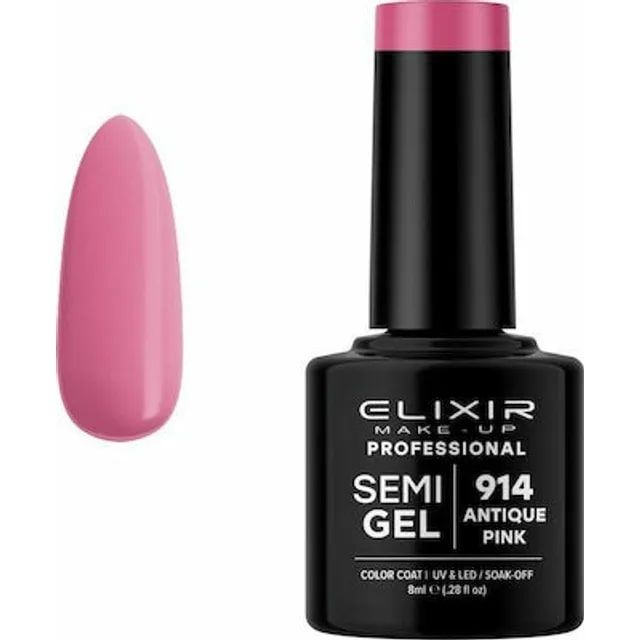 Elixir Semi Gel Color Coat Nail Polish - 914 Antique Pink, 8ml