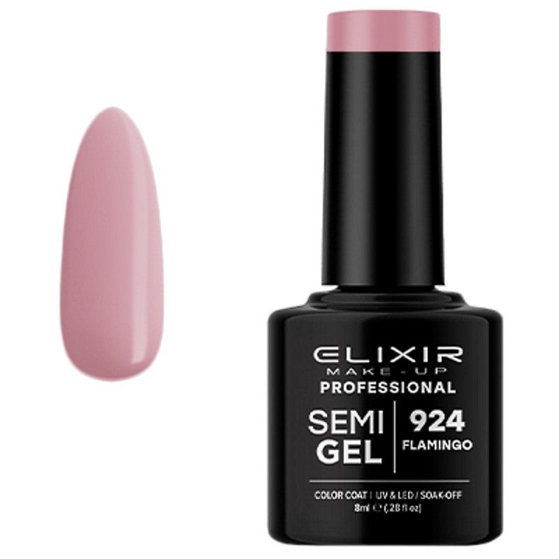 Elixir Semi Gel Color Coat Nail Polish - 924 Flamingo, 8ml