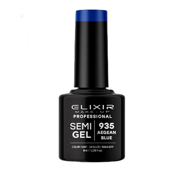 Elixir Semi Gel Color Coat Nail Polish - 935 Aegean Blue, 8ml