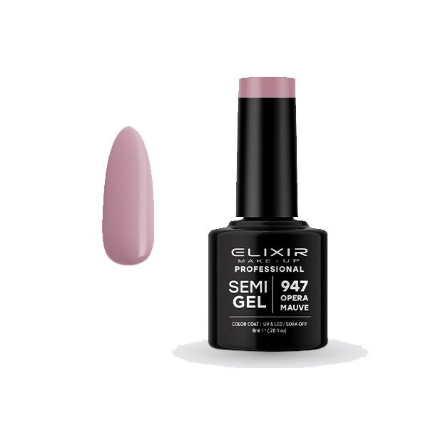 Elixir Semi Gel Color Coat Nail Polish - 947 Opera Mauve, 8ml