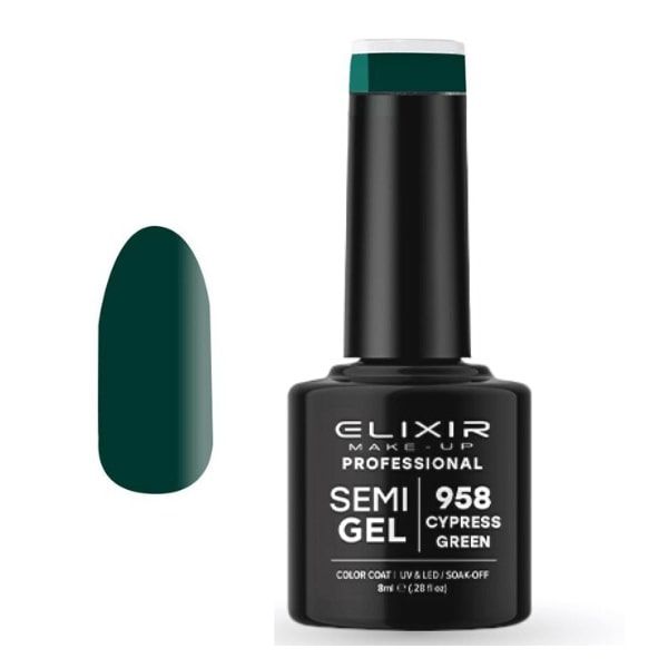 Elixir Semi Gel Color Coat Nail Polish - 958 Cypress Green, 8ml