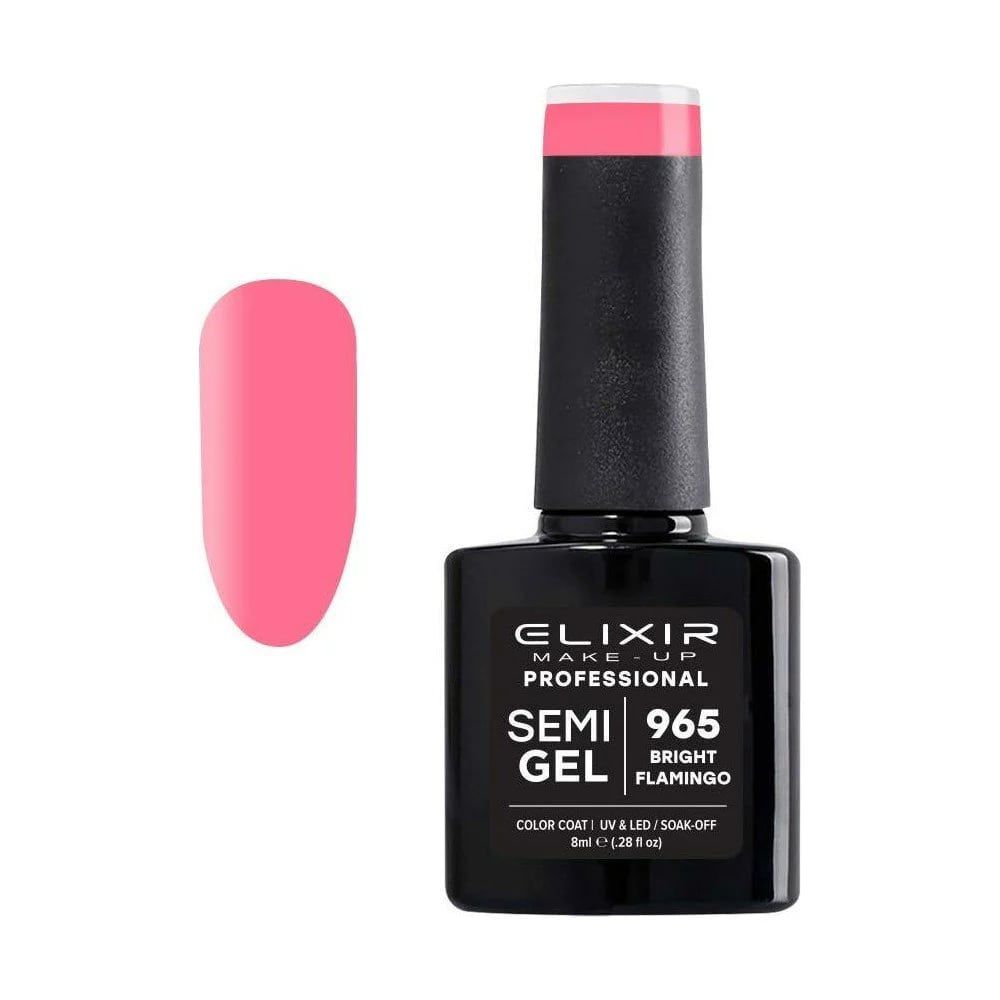 Elixir Semi Gel Color Coat Nail Polish - 965 Bright Flamingo, 8ml