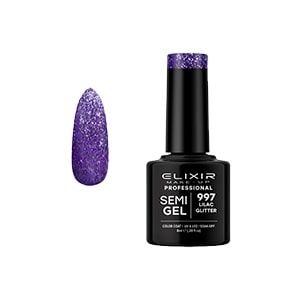 Elixir Semi Gel Color Coat Nail Polish - 997 Lilac Glitter, 8ml