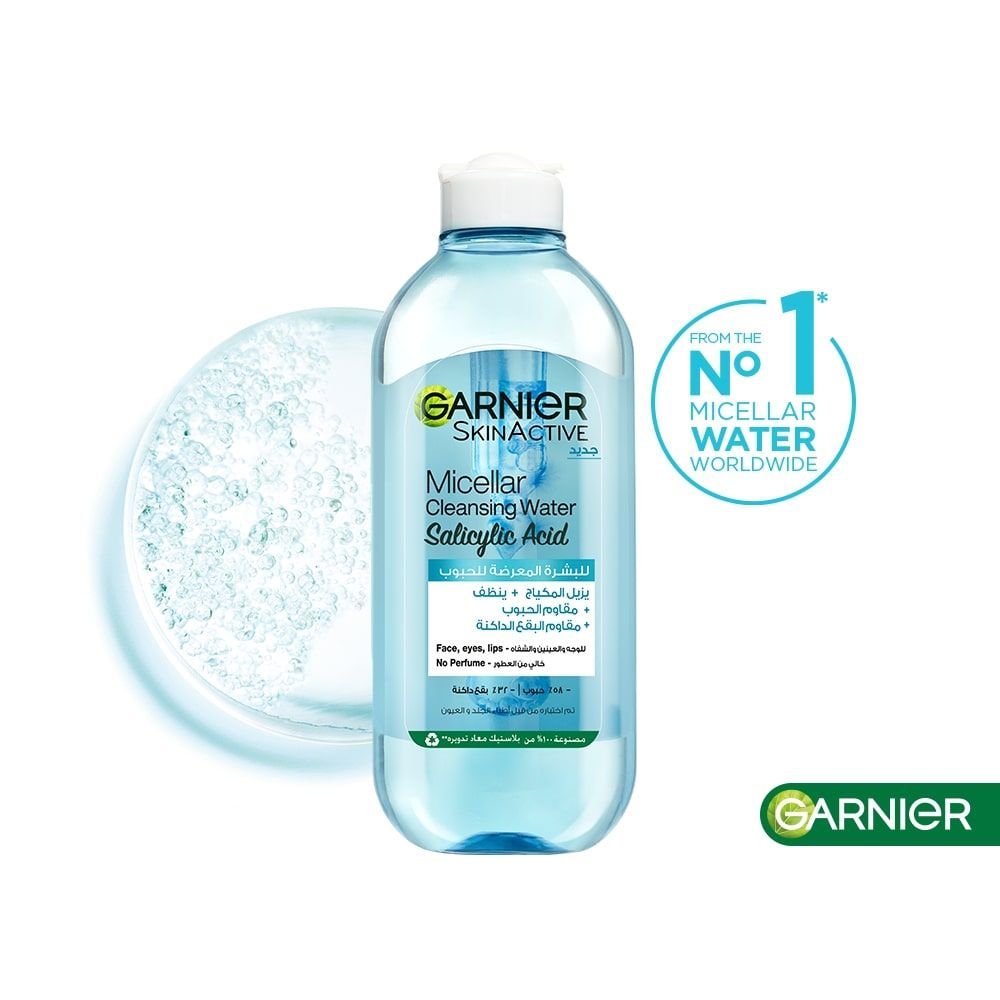 Garnier Skinactive Micellar Cleansing Water for Acne Prone Skin, 400ml - 2