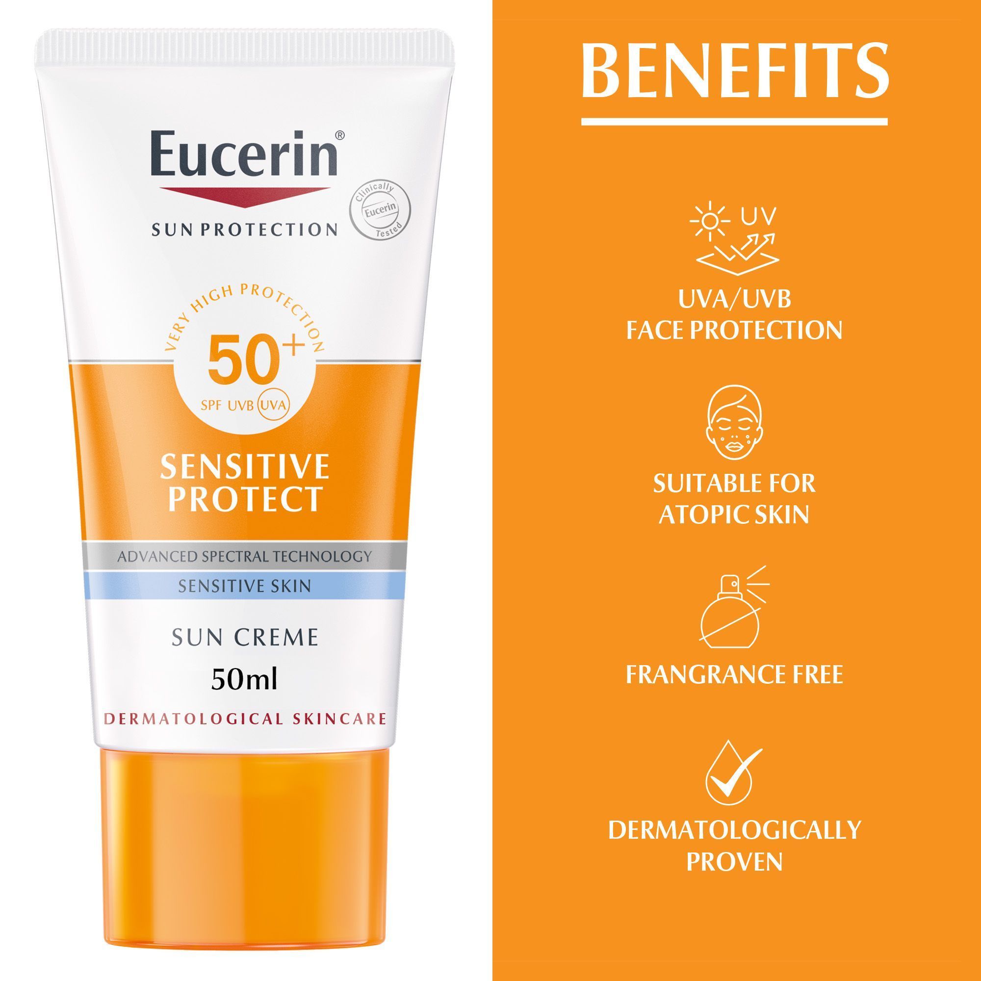 Eucerin Sensitive Protect Sunscreen Face Cream SPF50+, 50ml view 4