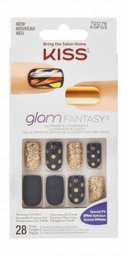 Kiss Glam Fantasy Gold & Black Special Fx Gel Nail Kit with Adhesive Tabs & Glue 72078, 1 Pack