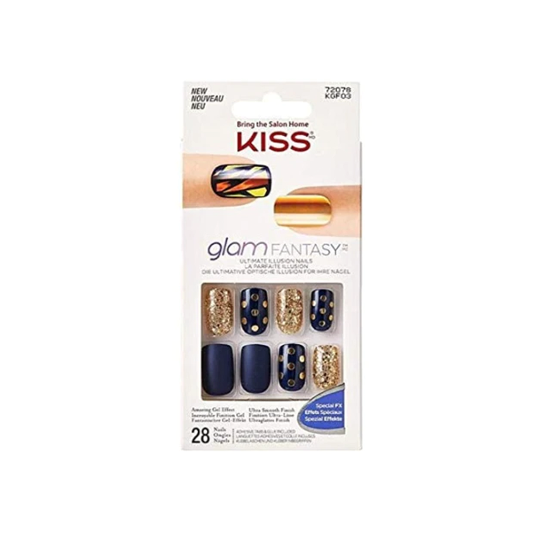 Kiss Glam Fantasy Gold & Black Special Fx Gel Nail Kit with Adhesive Tabs & Glue 72078, 1 Pack view 2