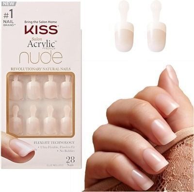 Kiss Salon Acrylic Nude French Nails, 28 Pieces
