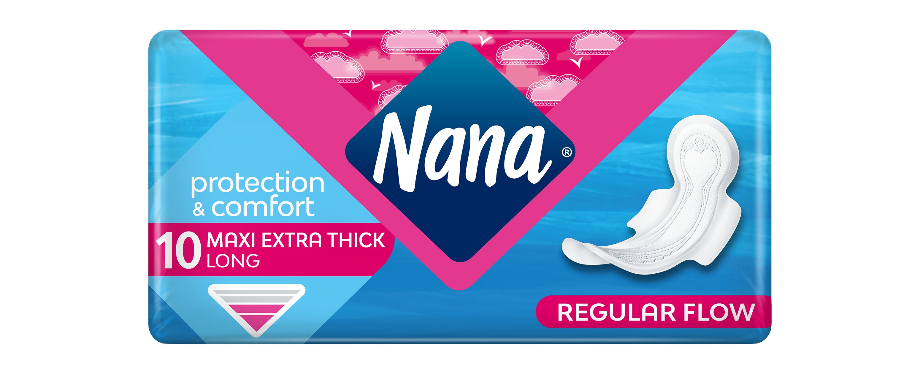 Buy Nana Maxi Plus Normal Wings 10 pads Online in Jordan | Talabat