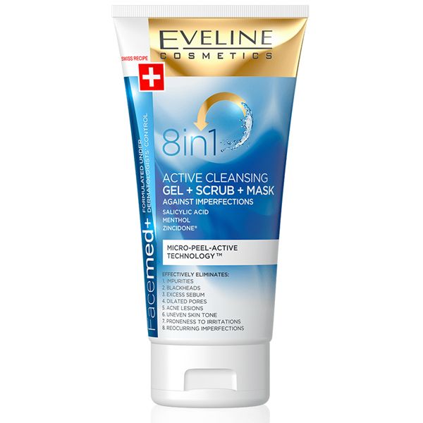 Eveline Facemed Active Cleansing Gel Scrub & Mask 150 ml