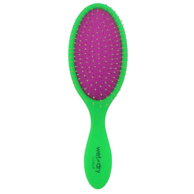 Cala Wet And Dry Detangling Hair Brush Neon With Green And Purple
