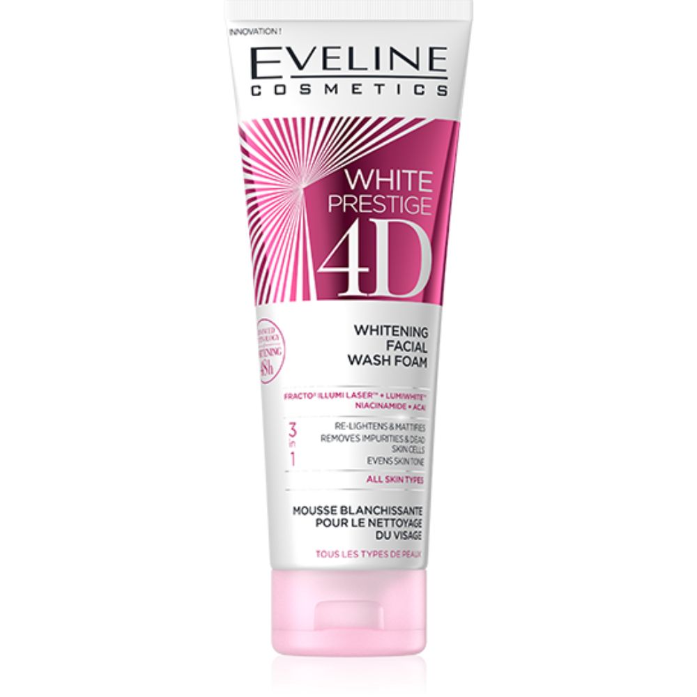 Eveline White Prestige 4D Whitening Facial Wash Foam, 100ml