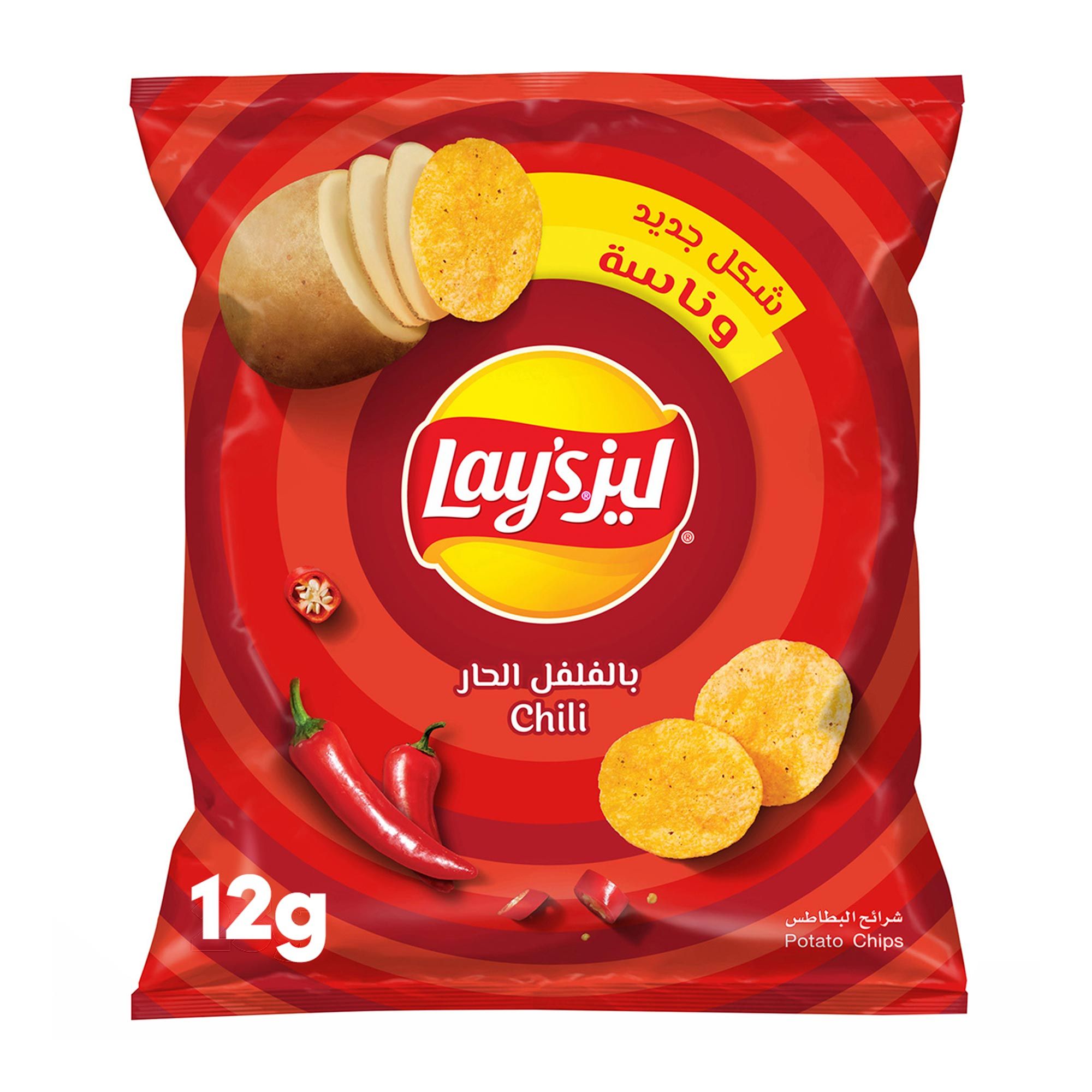 رقائق البطاطس بالفلفل الحار من ليز، 40 غرام Lay's Chili Potato Chips, 40g
