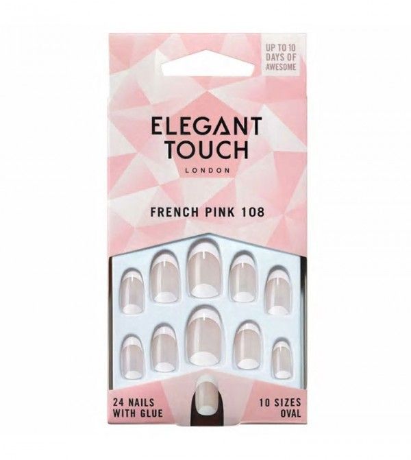 Elegant Touch Moon French Nails, Pink 108