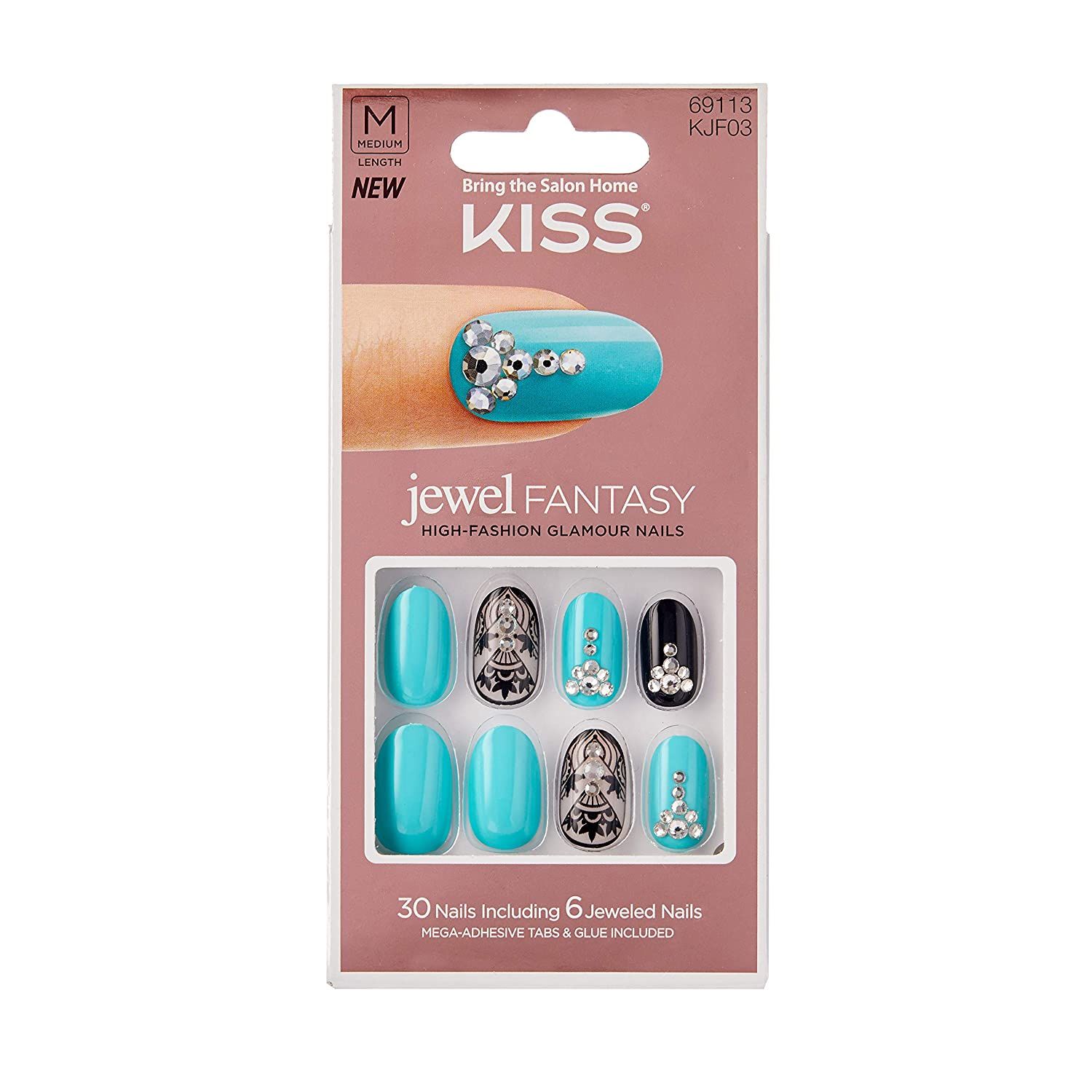 Kiss Nails Jewel Fantasy Kjf03, 30 Pieces