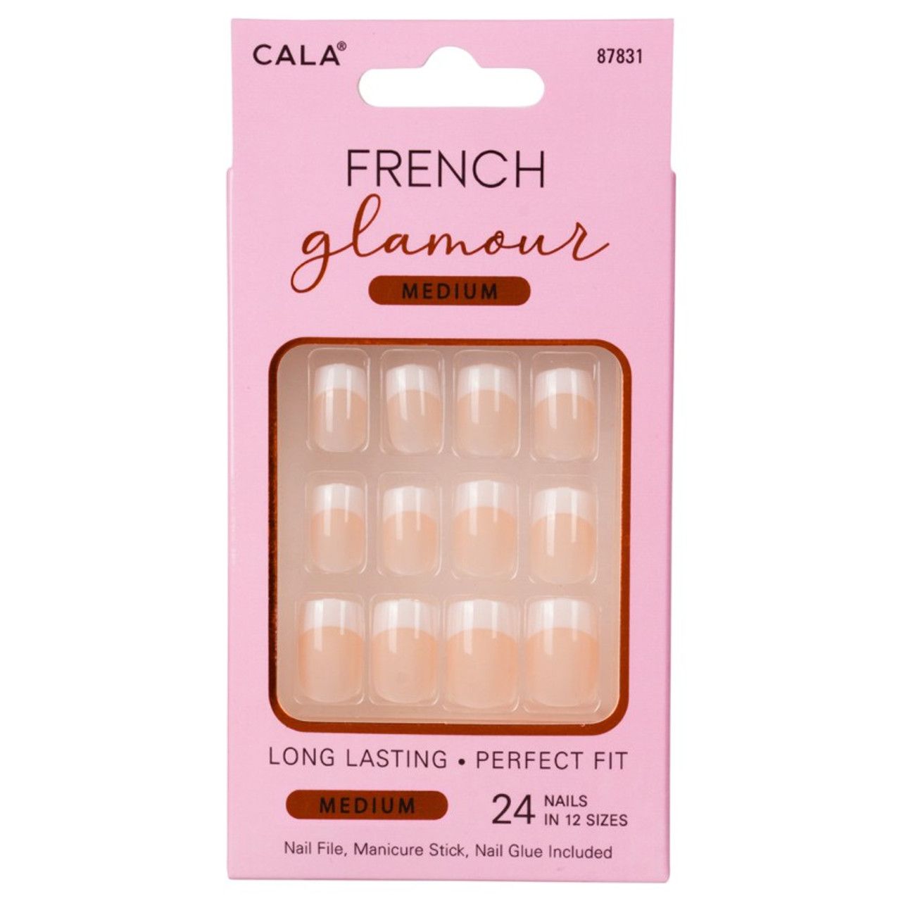 Cala-French Glamour Nail Kit 24 Pieces Meium- (87831)