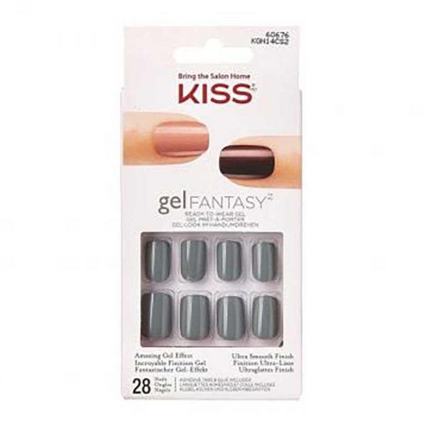 Kiss Gel Fantasy Ready To Wear Gray Nails, 28 Pieces