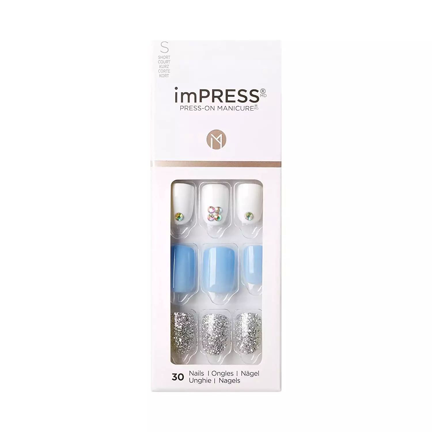 Impress Press-On Gel Manicure Short Multicolor Nails, 1 Pack