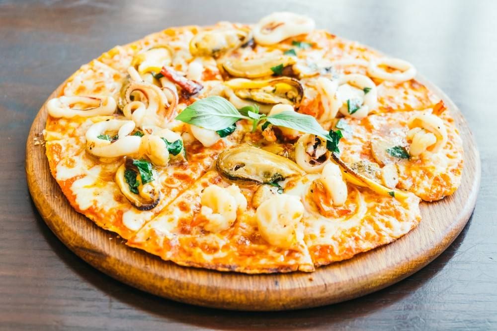 Seafood pizza