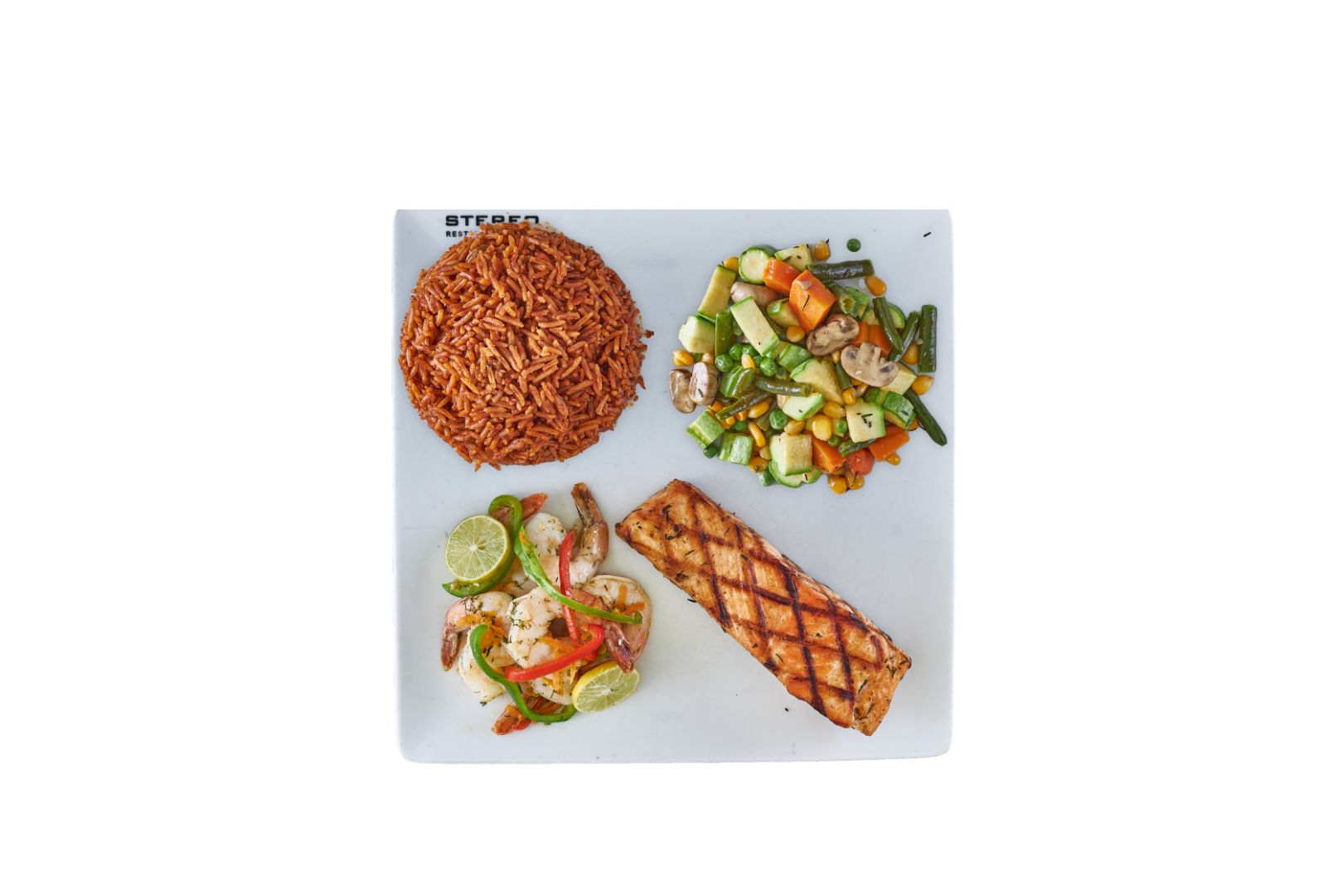 Grilled Salmon Steak And Shrimp