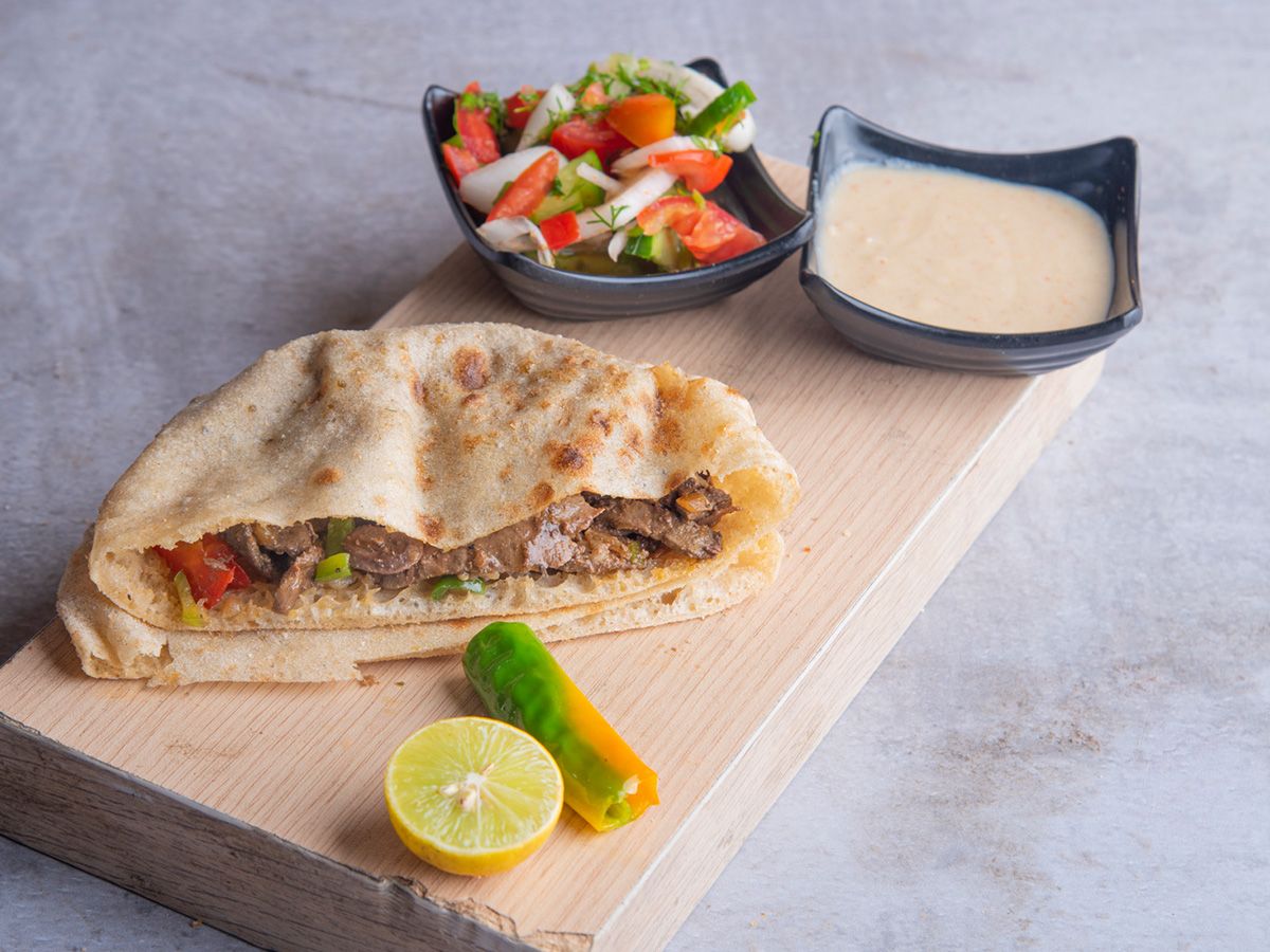 Alexandrian Liver Baladi Bread Sandwich