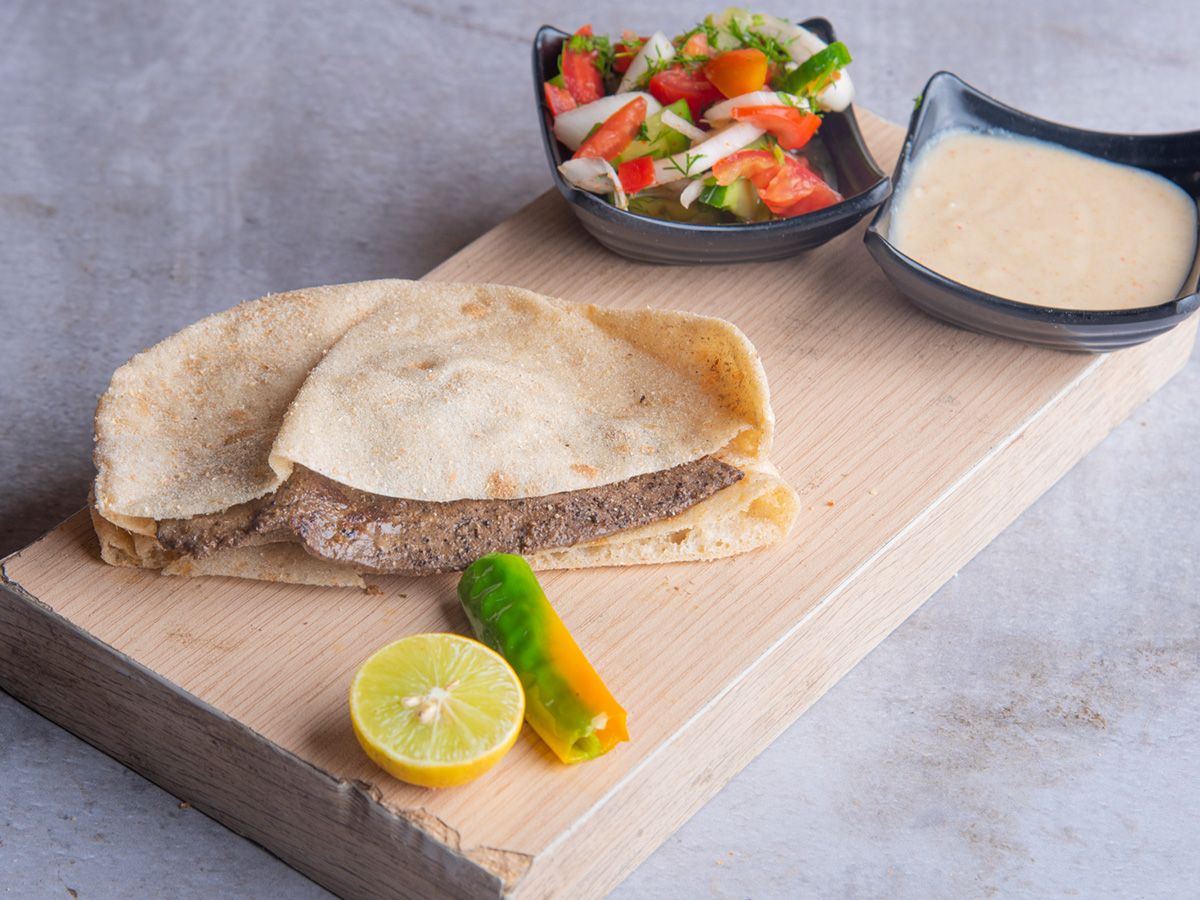 Grilled Liver Baladi Bread Sandwich