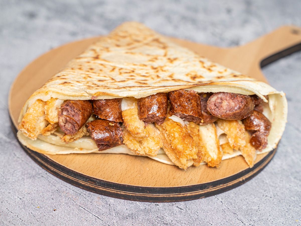 Crispy Chicken And Hot Dog Crepe