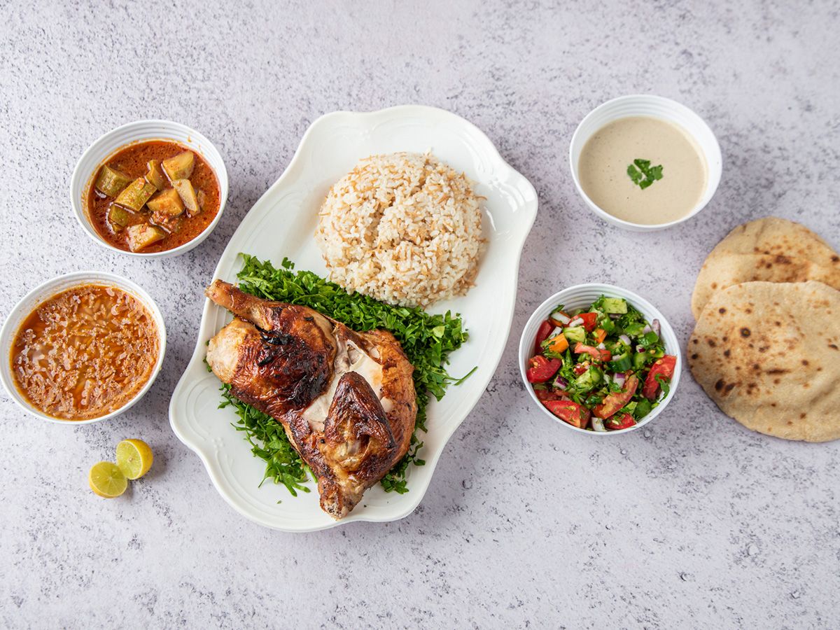 Half grilled chicken meal