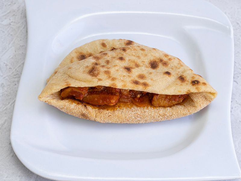 Moussaka sandwich with minced meat