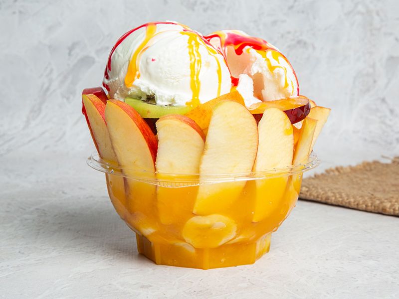 Fruit salad box with ice cream