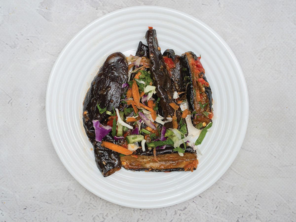 Fried Pickled Eggplant Salad